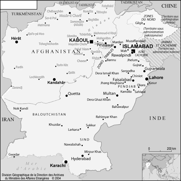Carte Pakistan et Afghanistan