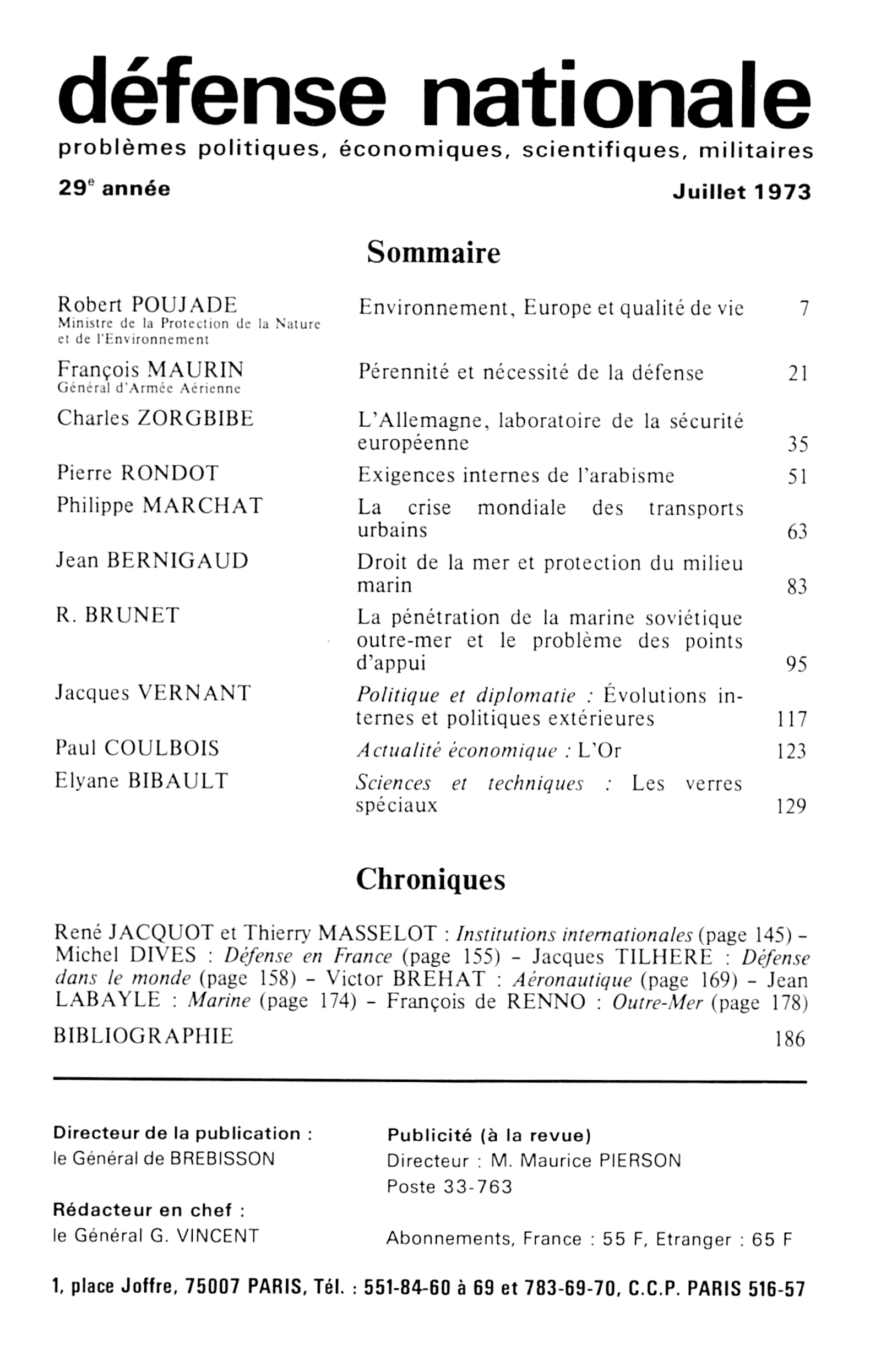 Sommaire juillet 1973