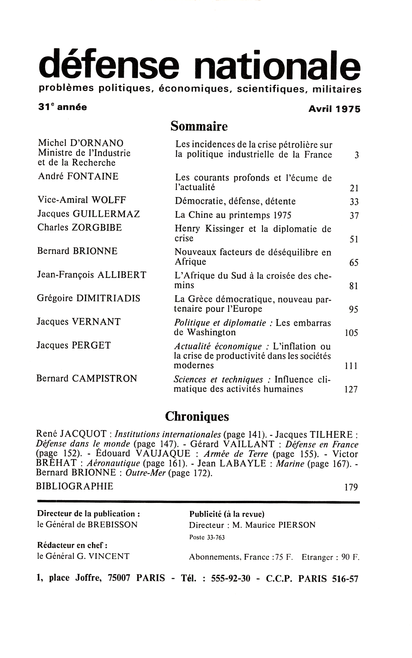 Sommaire avril 1975