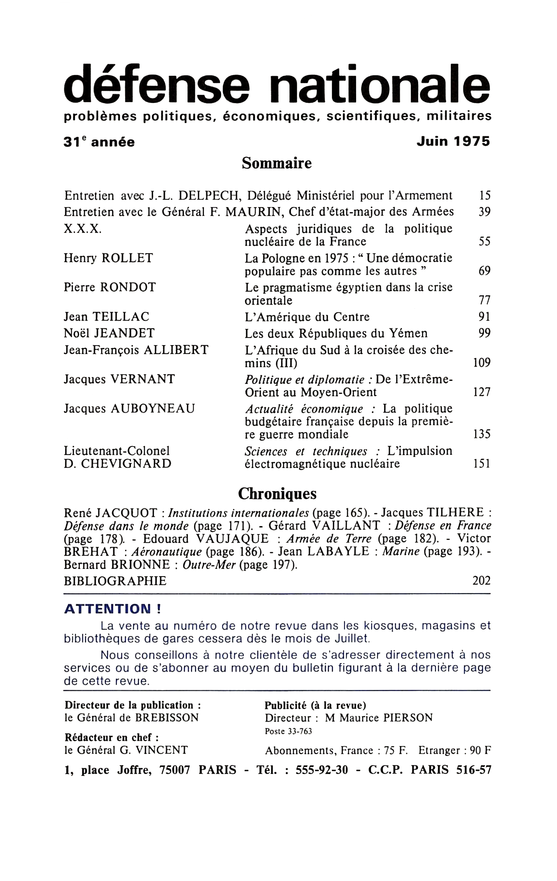 Sommaire Juin 1975