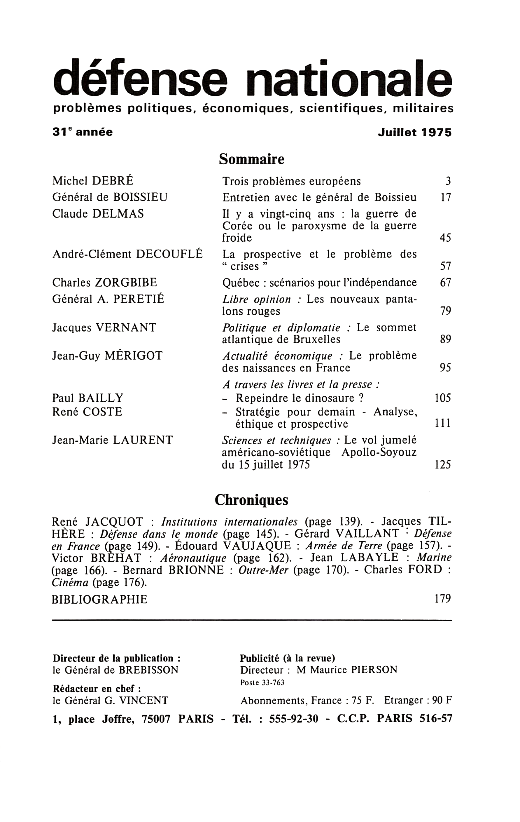 Sommaire Juillet 1975