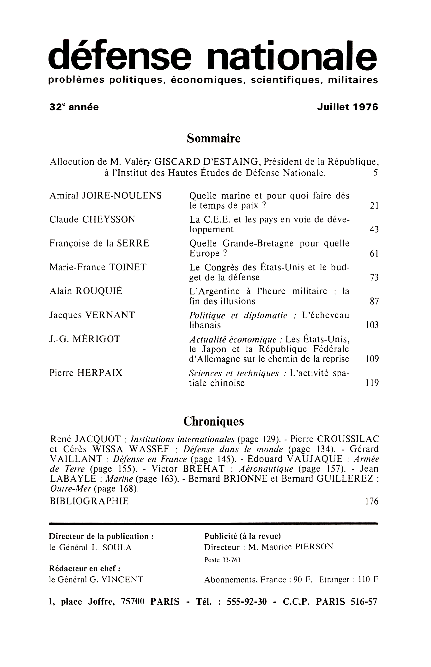 Sommaire juillet 1976