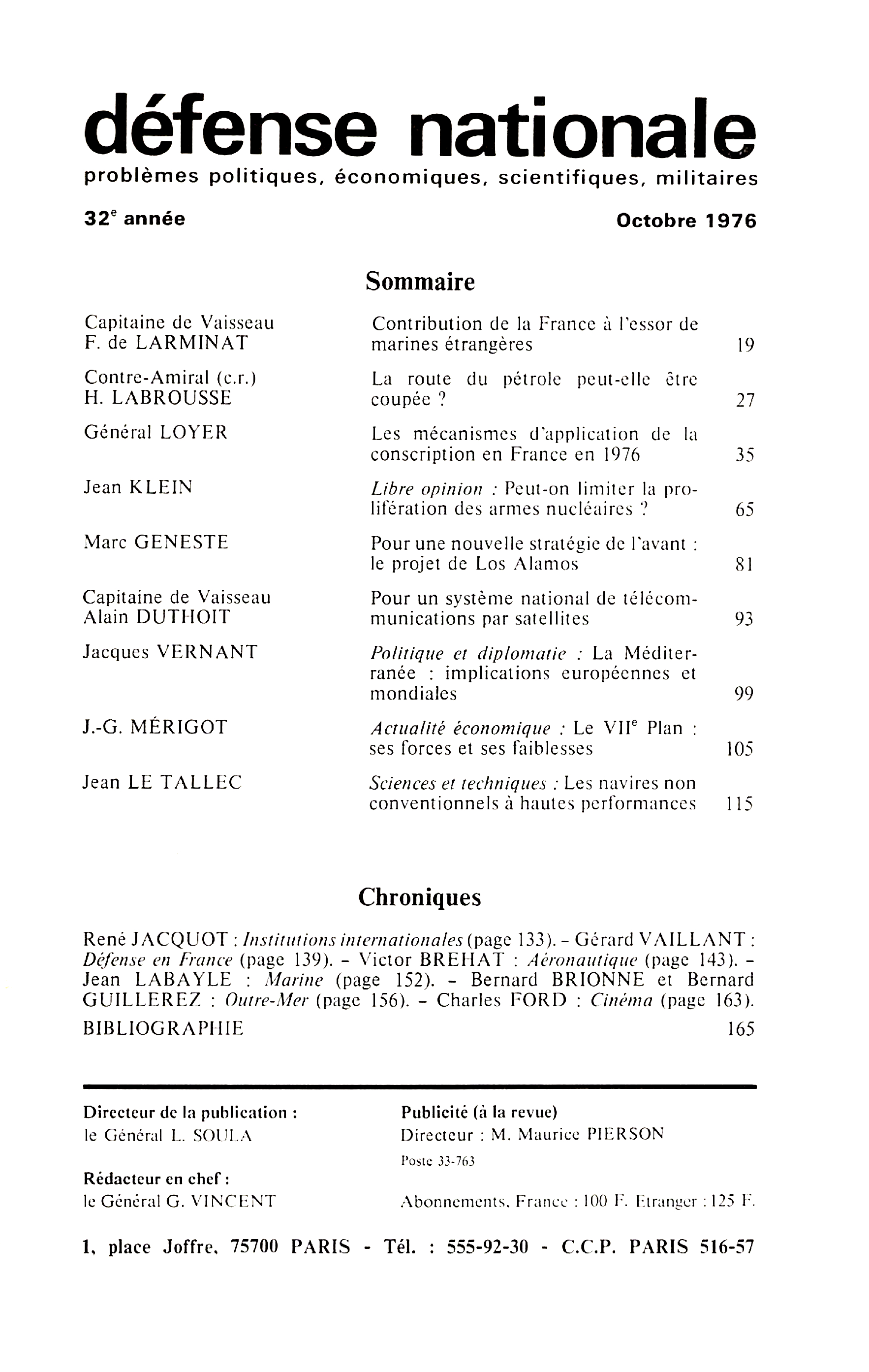 Sommaire octobre 1976