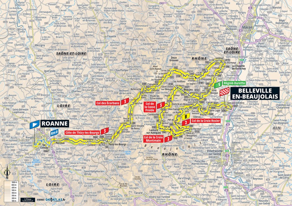 tour de france roanne belleville carte